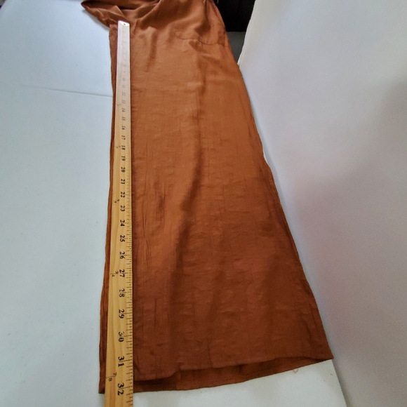 Zara Wide Leg Hi-Rise Pants Size L Gauzy Elastic Waist Pull-on with Pockets Long - Picture 9 of 14